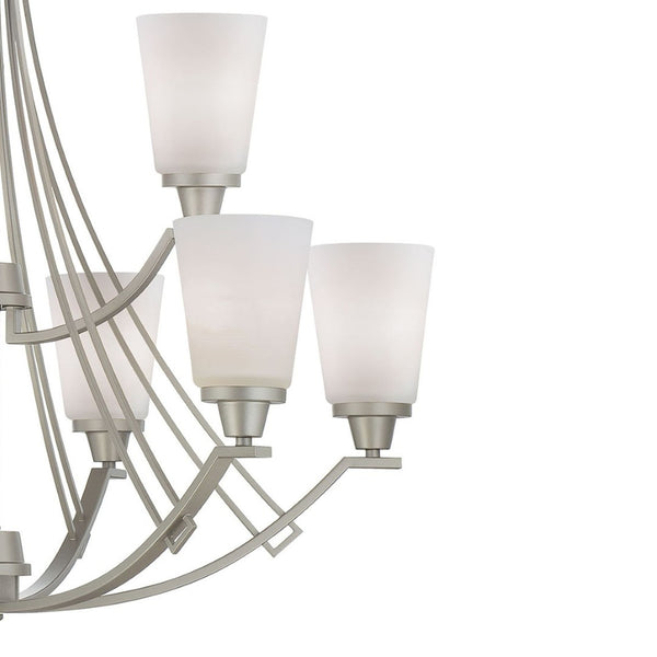 Atlas Wright 33'' Wide 9-Light Chandelier – Modern Elegance for Living Rooms and Dining Areas, Stylish Lighting Matte Nickel CL11404-NK