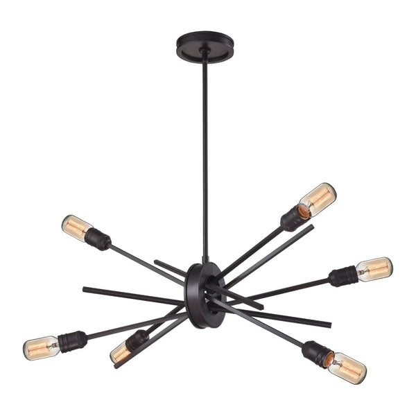 Atlas Xenia Chandelier - Contemporary 6-Light Linear Fixture with Adjustable Arms for Stunning Spaces Oil Rubbed Bronze 22'' CL11405-BZ