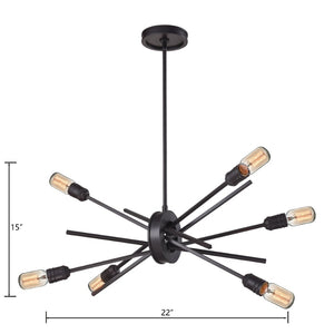 Atlas Xenia Chandelier - Contemporary 6-Light Linear Fixture with Adjustable Arms for Stunning Spaces Oil Rubbed Bronze 22'' CL11405-BZ
