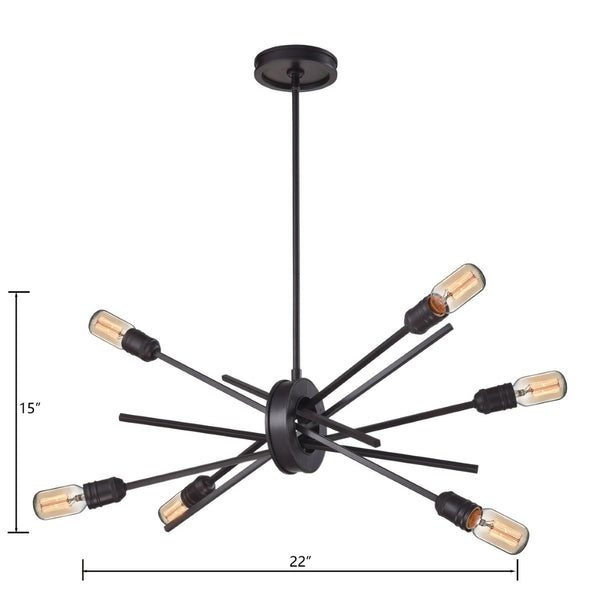 Atlas Xenia Chandelier - Contemporary 6-Light Linear Fixture with Adjustable Arms for Stunning Spaces Oil Rubbed Bronze 22'' CL11405-BZ