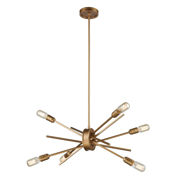 Atlas Xenia Chandelier - Contemporary 6-Light Linear Fixture with Adjustable Arms for Stunning Spaces Matte Gold 22'' CL11405-GD