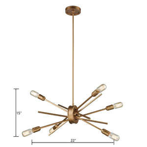 Atlas Xenia Chandelier - Contemporary 6-Light Linear Fixture with Adjustable Arms for Stunning Spaces Matte Gold 22'' CL11405-GD