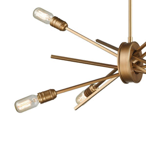 Atlas Xenia Chandelier - Contemporary 6-Light Linear Fixture with Adjustable Arms for Stunning Spaces Matte Gold 22'' CL11405-GD