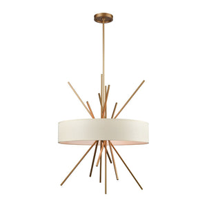 Atlas Xenia Chandelier - Contemporary 6-Light Linear Fixture with Adjustable Arms for Stunning Spaces Matte Gold 25'' CL11406-GD
