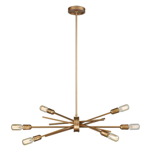 Atlas Xenia Chandelier - Contemporary 6-Light Linear Fixture with Adjustable Arms for Stunning Spaces Matte Gold 31'' CL11407-GD