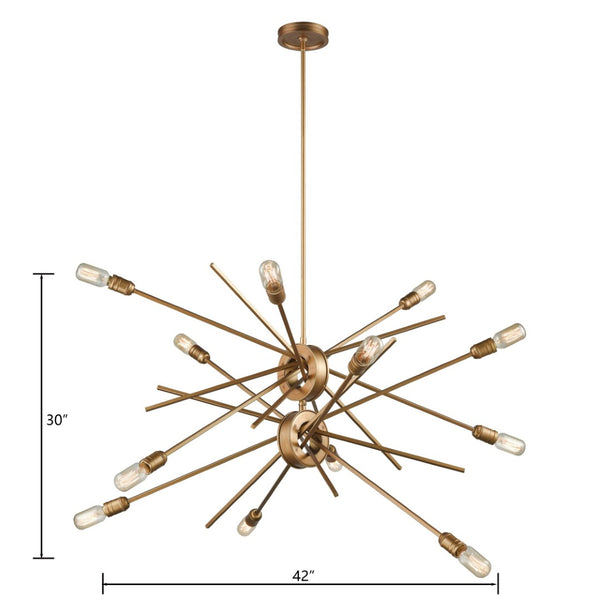 Atlas Xenia 42'' Wide Adjustable 12-Light Chandelier in Matte Gold - Modern Elegance for Any Space CL11408-GD