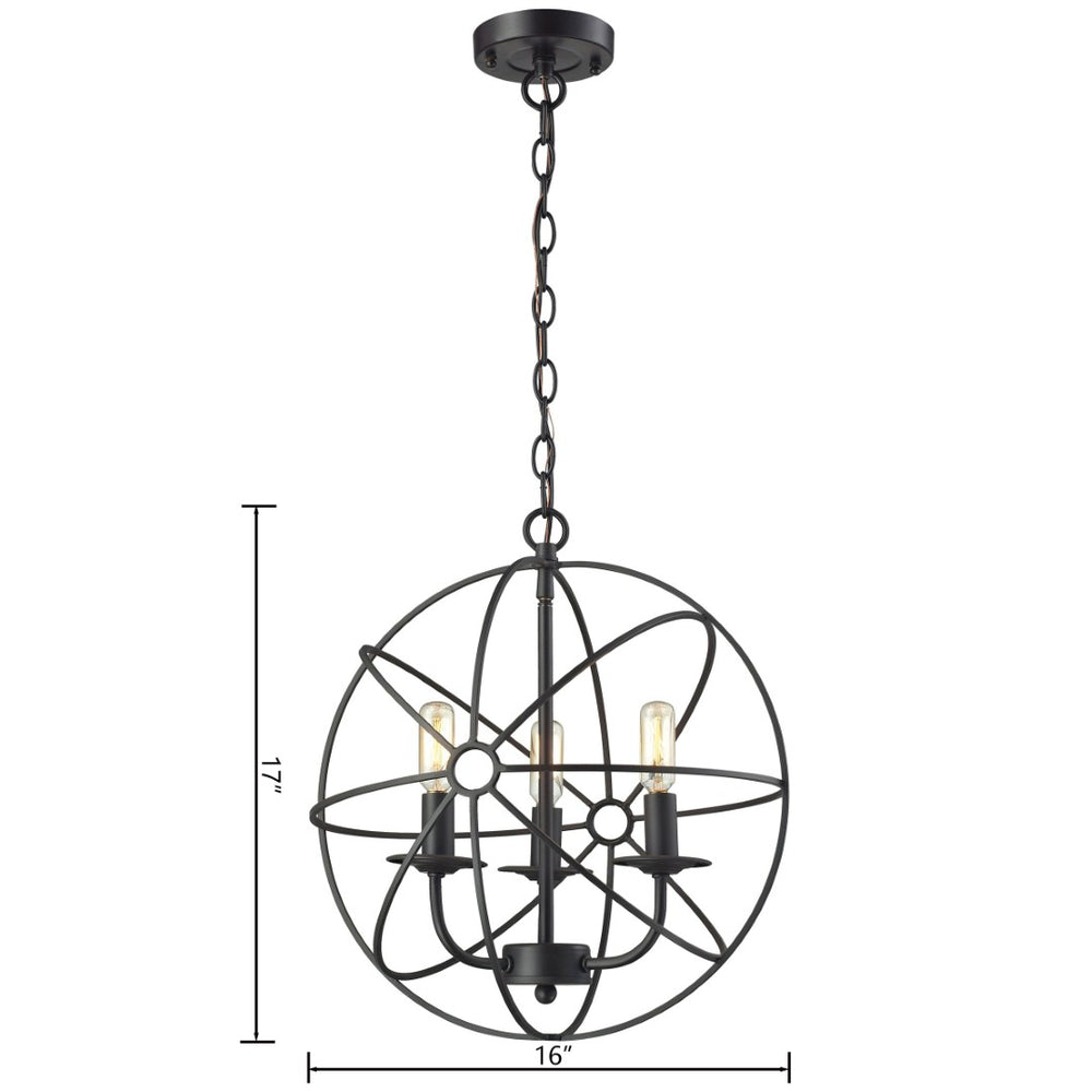 Atlas Yardley 3-Light Chandelier – Vintage-Inspired Cage Design for Timeless Elegance in Any Room Oil Rubbed Bronze 16'' CL11410-BK
