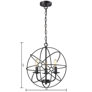 Atlas Yardley 3-Light Chandelier – Vintage-Inspired Cage Design for Timeless Elegance in Any Room Oil Rubbed Bronze 16'' CL11410-BK
