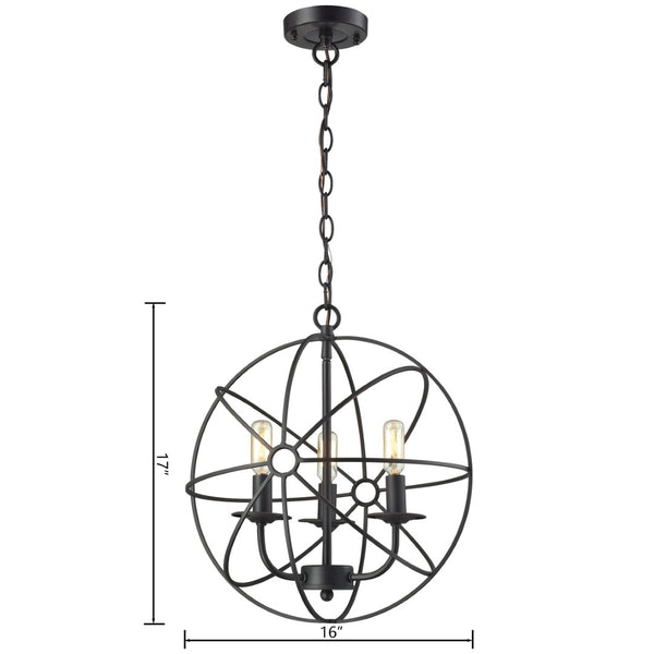 Atlas Yardley 3-Light Chandelier – Vintage-Inspired Cage Design for Timeless Elegance in Any Room Oil Rubbed Bronze 16'' CL11410-BK