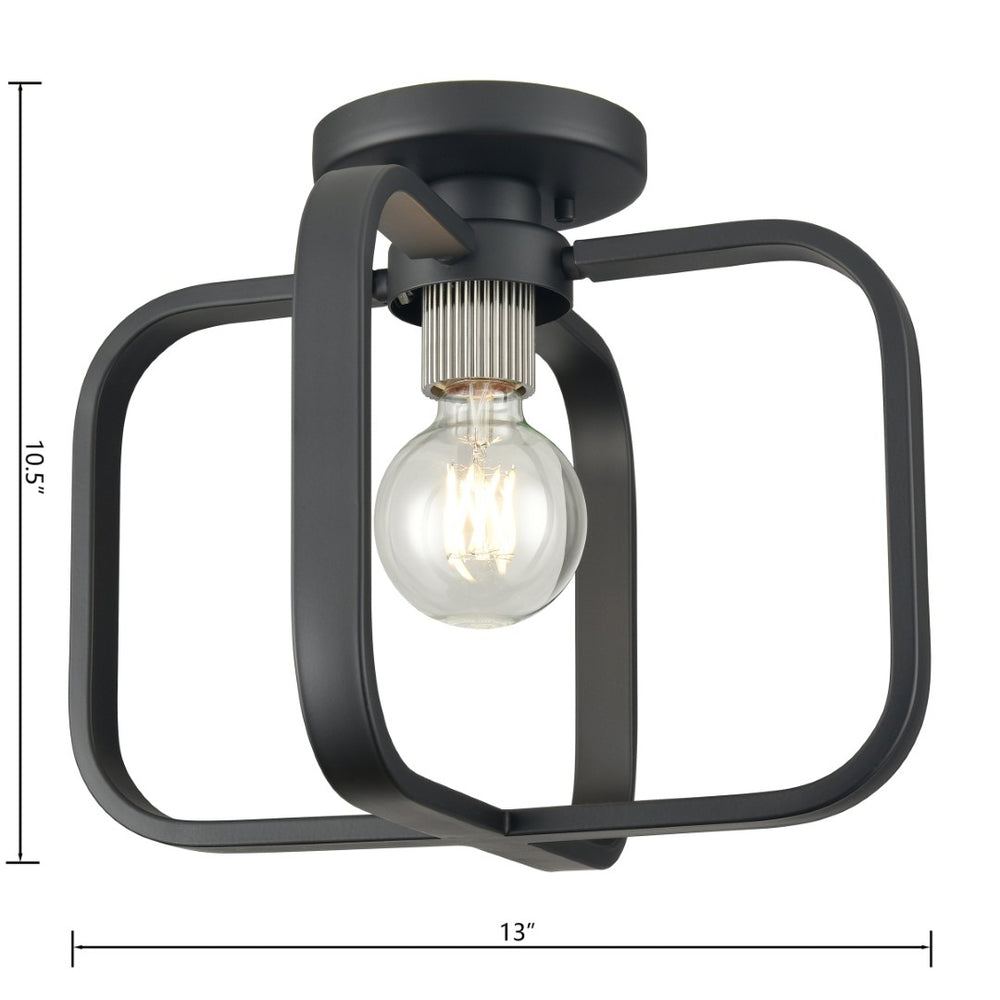 Atlas Dylan 13" Wide Minimalist Flush Mount Light - Matte Black & Nickel for Modern Interiors, Ideal Fit CL11413-BK