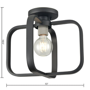 Atlas Dylan 13" Wide Minimalist Flush Mount Light - Matte Black & Nickel for Modern Interiors, Ideal Fit CL11413-BK