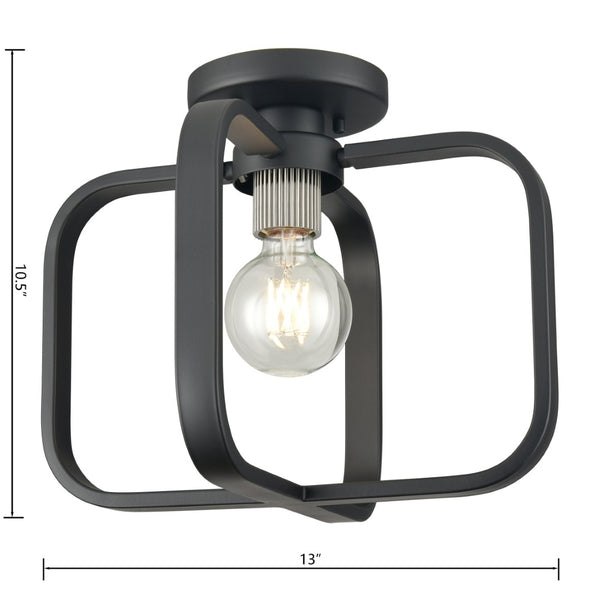 Atlas Dylan 13" Wide Minimalist Flush Mount Light - Matte Black & Nickel for Modern Interiors, Ideal Fit CL11413-BK