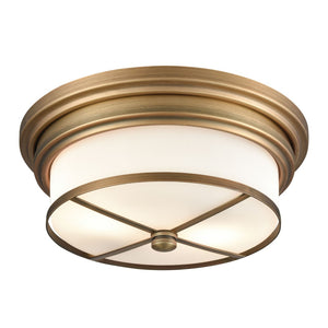 Atlas Noor 13'' Wide 2-Light Flush Mount - Timeless Elegance with Opal Glass for Chic Indoor Spaces Classic Brass CL11414-BS