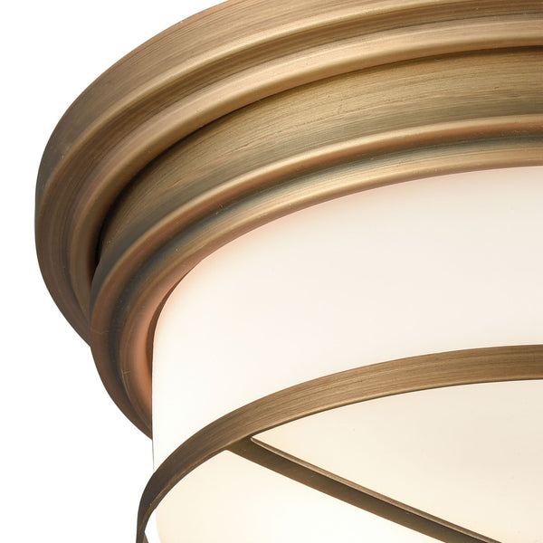 Atlas Noor 13'' Wide 2-Light Flush Mount - Timeless Elegance with Opal Glass for Chic Indoor Spaces Classic Brass CL11414-BS