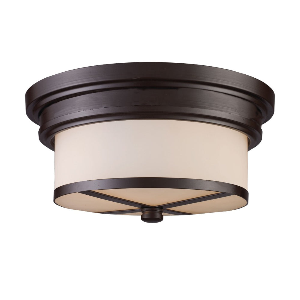 Atlas Noor 13'' Wide 2-Light Flush Mount - Timeless Elegance with Opal Glass for Chic Indoor Spaces Oiled Bronze CL11414-BZ
