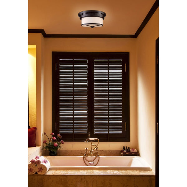Atlas Noor 13'' Wide 2-Light Flush Mount - Timeless Elegance with Opal Glass for Chic Indoor Spaces Oiled Bronze CL11414-BZ