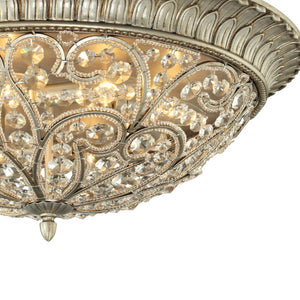 Atlas Andalusia 8-Light Flush Mount Ceiling Fixture – Luxurious Crystal Accents and Decorative Filigree Design Aged Silver 24'' CL11417-SV