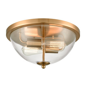 Atlas Astoria 2-Light Flush Mount - Elegant Satin Gold Fixture for Modern Indoor Spaces & Style CL11420-GD