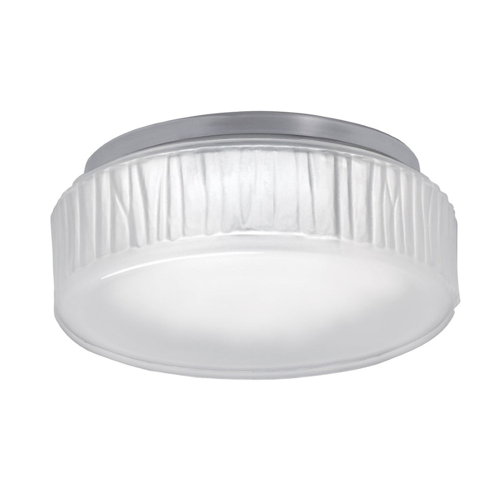 Atlas Bark 7" Wide Integrated LED Flush Mount - Modern Polished Nickel Fixture with Textured Glass Diffuser CL11421-NK