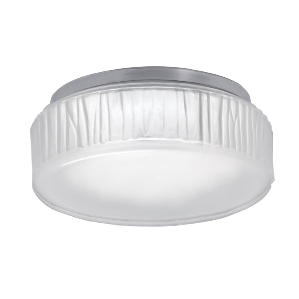 Atlas Bark 7" Wide Integrated LED Flush Mount - Modern Polished Nickel Fixture with Textured Glass Diffuser CL11421-NK