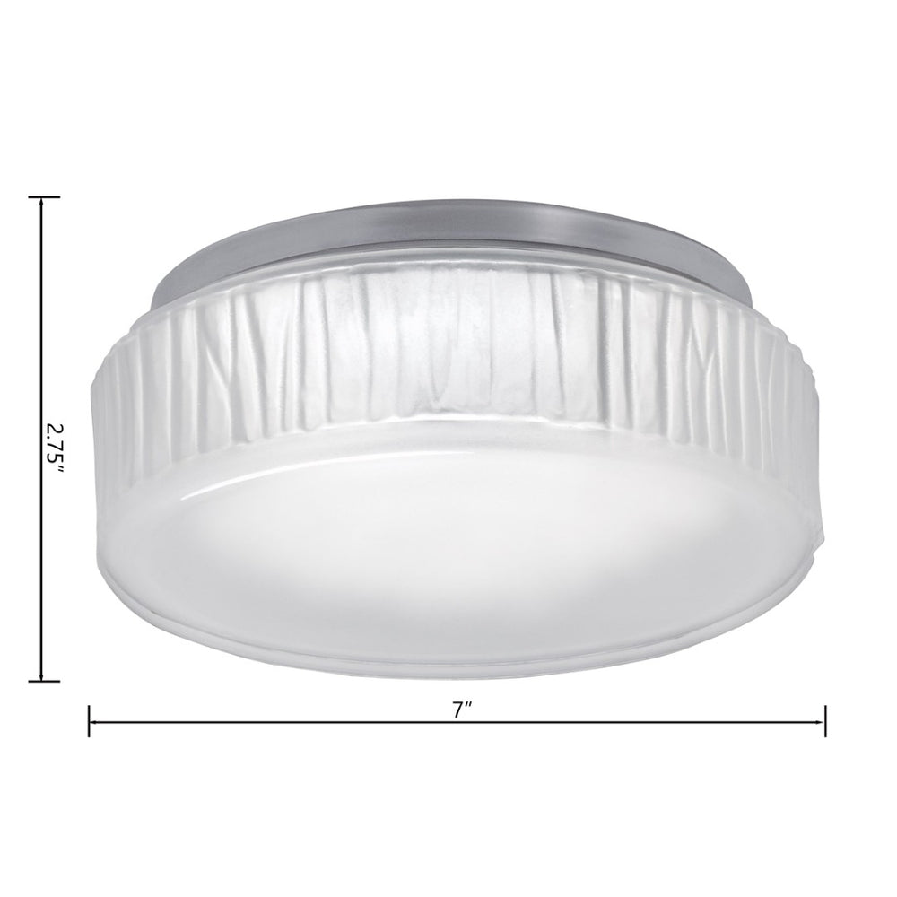 Atlas Bark 7" Wide Integrated LED Flush Mount - Modern Polished Nickel Fixture with Textured Glass Diffuser CL11421-NK