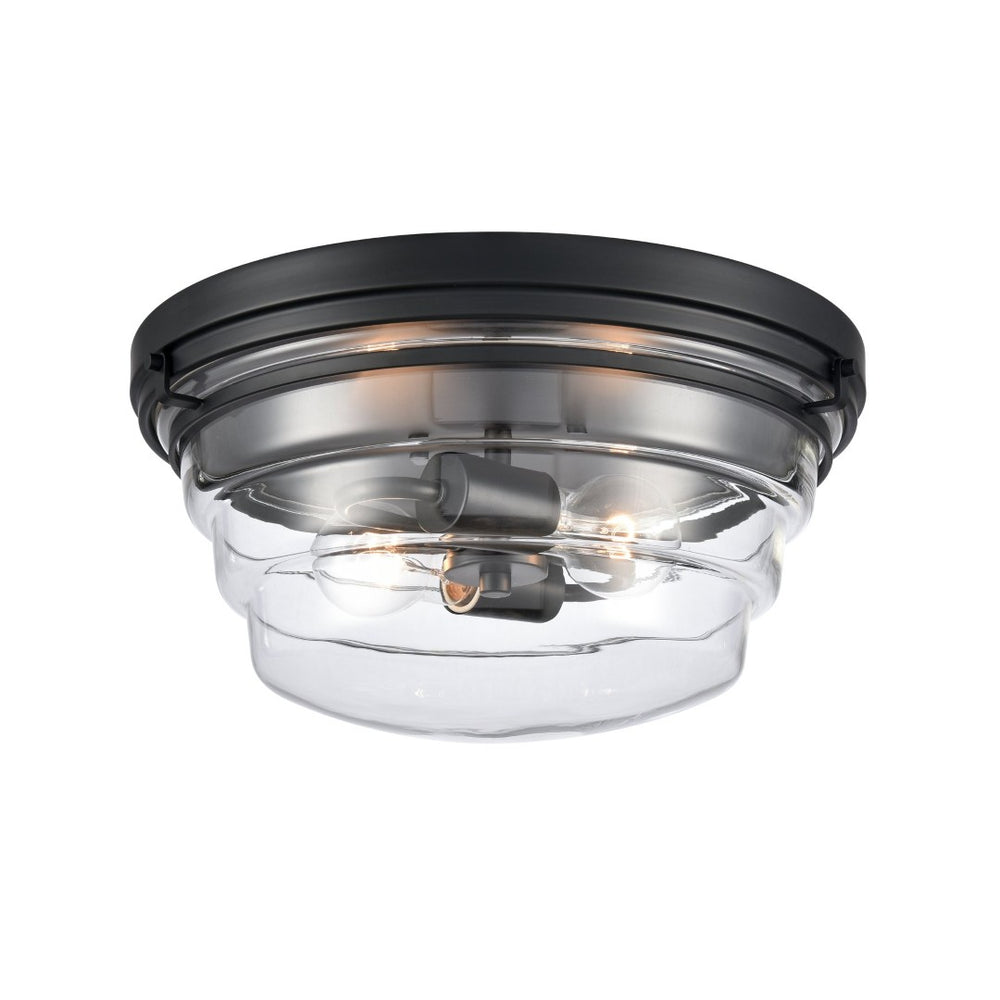 Atlas Boyer 14" Wide Flush Mount Light - Modern Matte Black with Clear Glass Shade for Elegant Spaces CL11424-BK