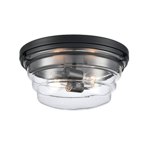 Atlas Boyer 14" Wide Flush Mount Light - Modern Matte Black with Clear Glass Shade for Elegant Spaces CL11424-BK