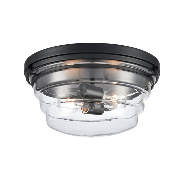 Atlas Boyer 14" Wide Flush Mount Light - Modern Matte Black with Clear Glass Shade for Elegant Spaces CL11424-BK
