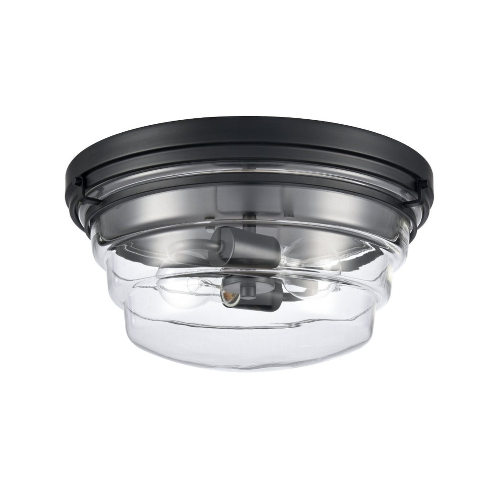 Atlas Boyer 14" Wide Flush Mount Light - Modern Matte Black with Clear Glass Shade for Elegant Spaces CL11424-BK