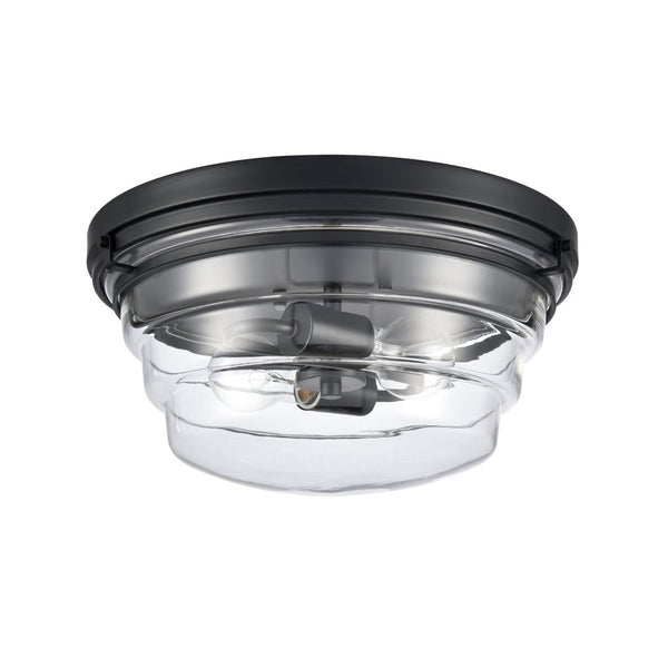 Atlas Boyer 14" Wide Flush Mount Light - Modern Matte Black with Clear Glass Shade for Elegant Spaces CL11424-BK
