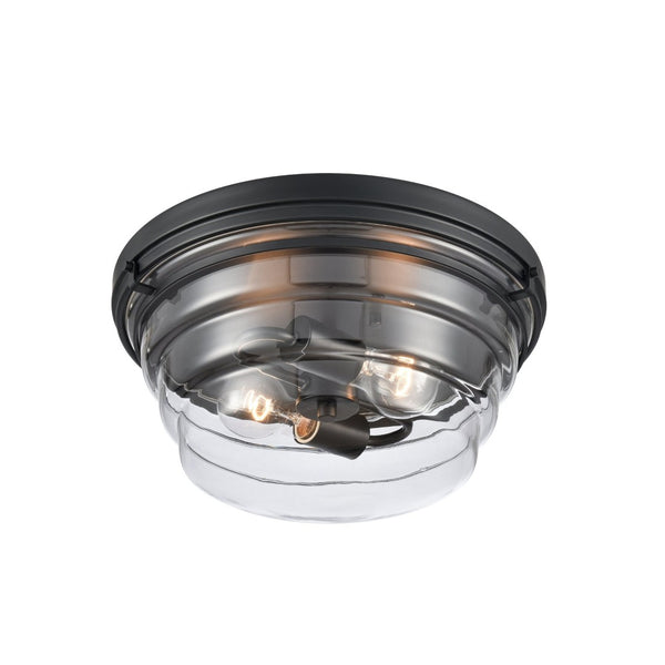 Atlas Boyer 14" Wide Flush Mount Light - Modern Matte Black with Clear Glass Shade for Elegant Spaces CL11424-BK