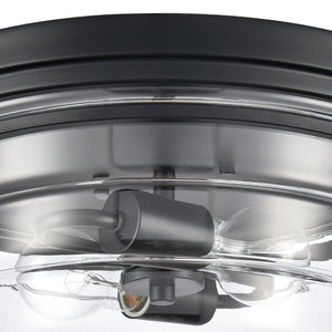 Atlas Boyer 14" Wide Flush Mount Light - Modern Matte Black with Clear Glass Shade for Elegant Spaces CL11424-BK