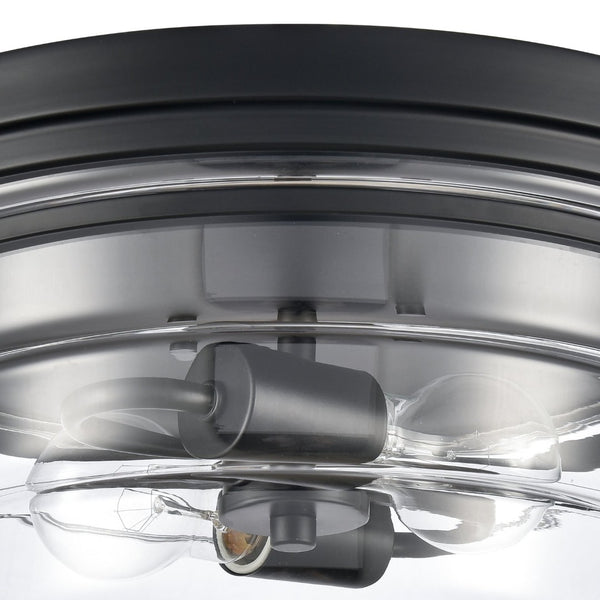 Atlas Boyer 14" Wide Flush Mount Light - Modern Matte Black with Clear Glass Shade for Elegant Spaces CL11424-BK