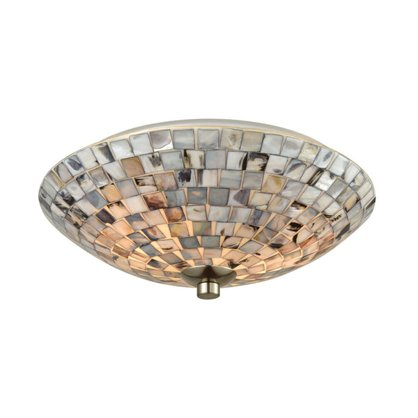 Atlas Capri 12'' Wide 2-Light Flush Mount - Coastal Elegance with Capiz Shells & Satin Nickel Finish CL11427-GY