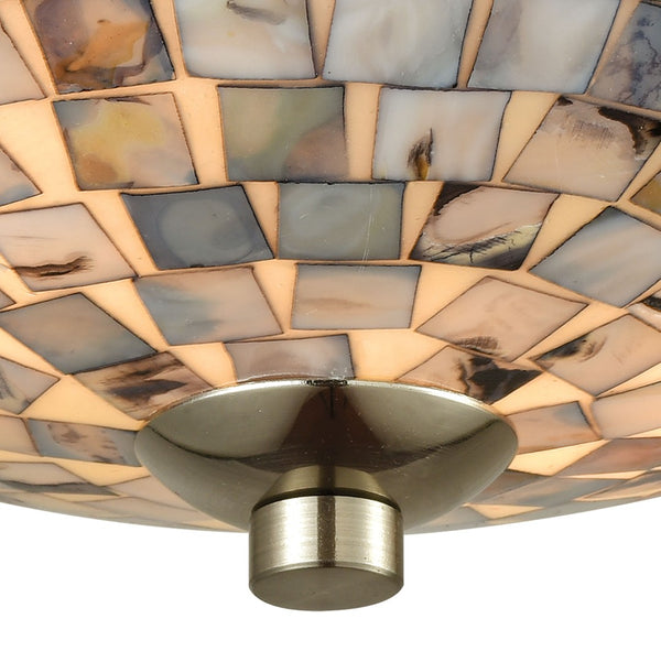 Atlas Capri 12'' Wide 2-Light Flush Mount - Coastal Elegance with Capiz Shells & Satin Nickel Finish CL11427-GY