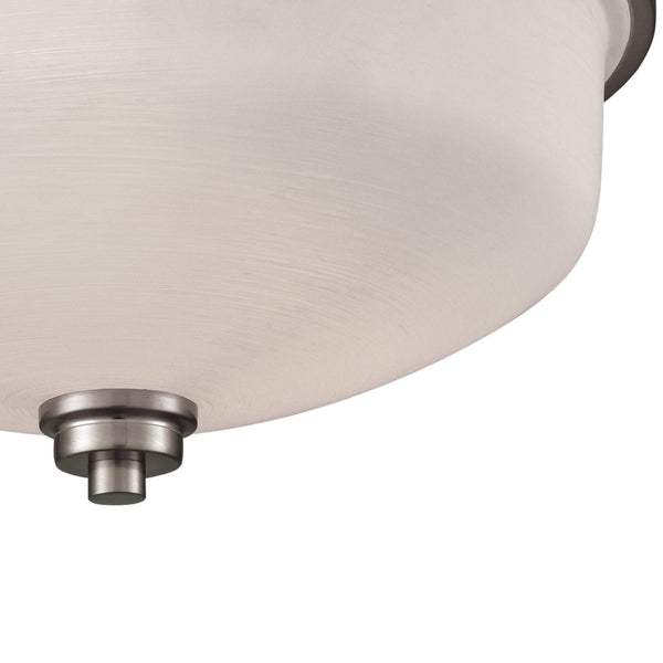 Atlas Casual Mission 3-Light Flush Mount - Elegant Brushed Nickel Fixture with Opal Glass Shades for Home CL11428-NK