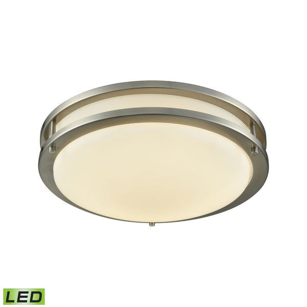 Atlas Clarion 11'' Wide LED Flush Mount Light - Modern Brushed Nickel Fixture with White Glass Diffuser CL11431-NK