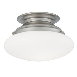 Atlas Clayton 2-Light Flush Mount Fixture - Transitional Style with Globe Shades for Modern Interiors Brushed Nickel 12'' CL11436-NK