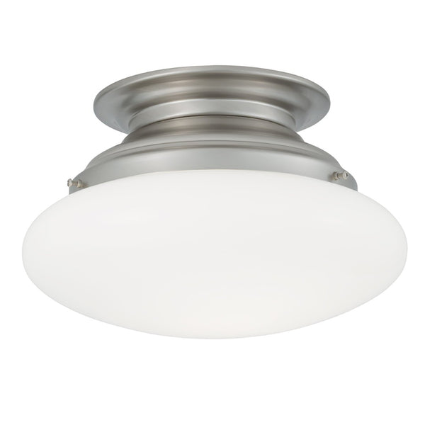 Atlas Clayton 2-Light Flush Mount Fixture - Transitional Style with Globe Shades for Modern Interiors Brushed Nickel 12'' CL11436-NK