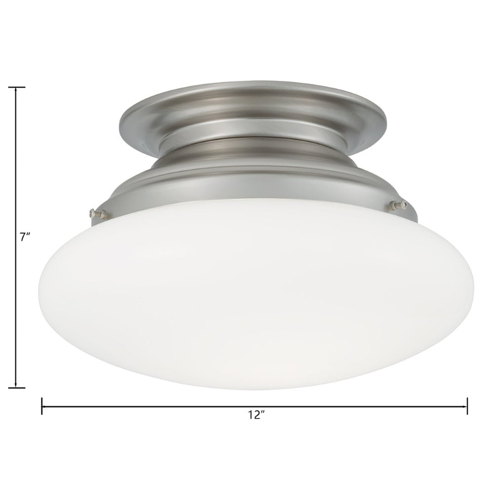 Atlas Clayton 2-Light Flush Mount Fixture - Transitional Style with Globe Shades for Modern Interiors Brushed Nickel 12'' CL11436-NK