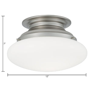 Atlas Clayton 2-Light Flush Mount Fixture - Transitional Style with Globe Shades for Modern Interiors Brushed Nickel 12'' CL11436-NK