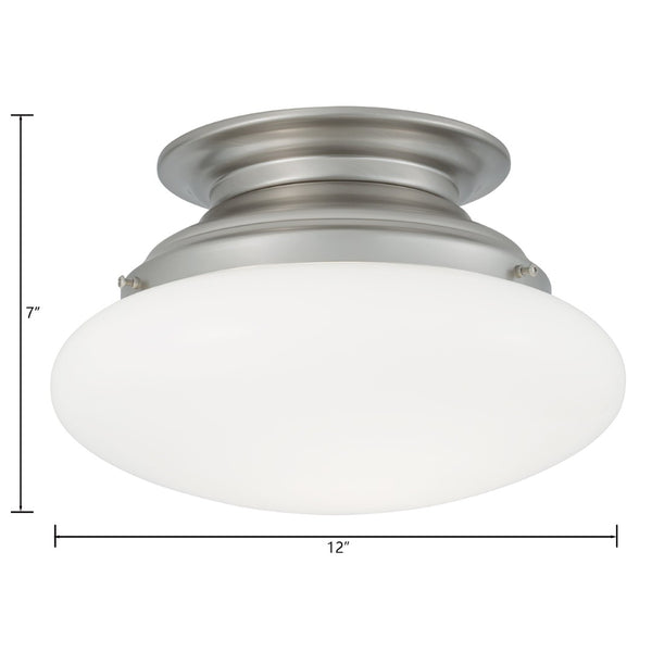 Atlas Clayton 2-Light Flush Mount Fixture - Transitional Style with Globe Shades for Modern Interiors Brushed Nickel 12'' CL11436-NK