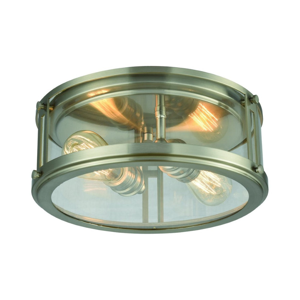 Atlas Coby 13" Wide 2-Light Flush Mount Fixture - Stylish Brushed Nickel with Clear Glass Panels for Any Room CL11438-NK