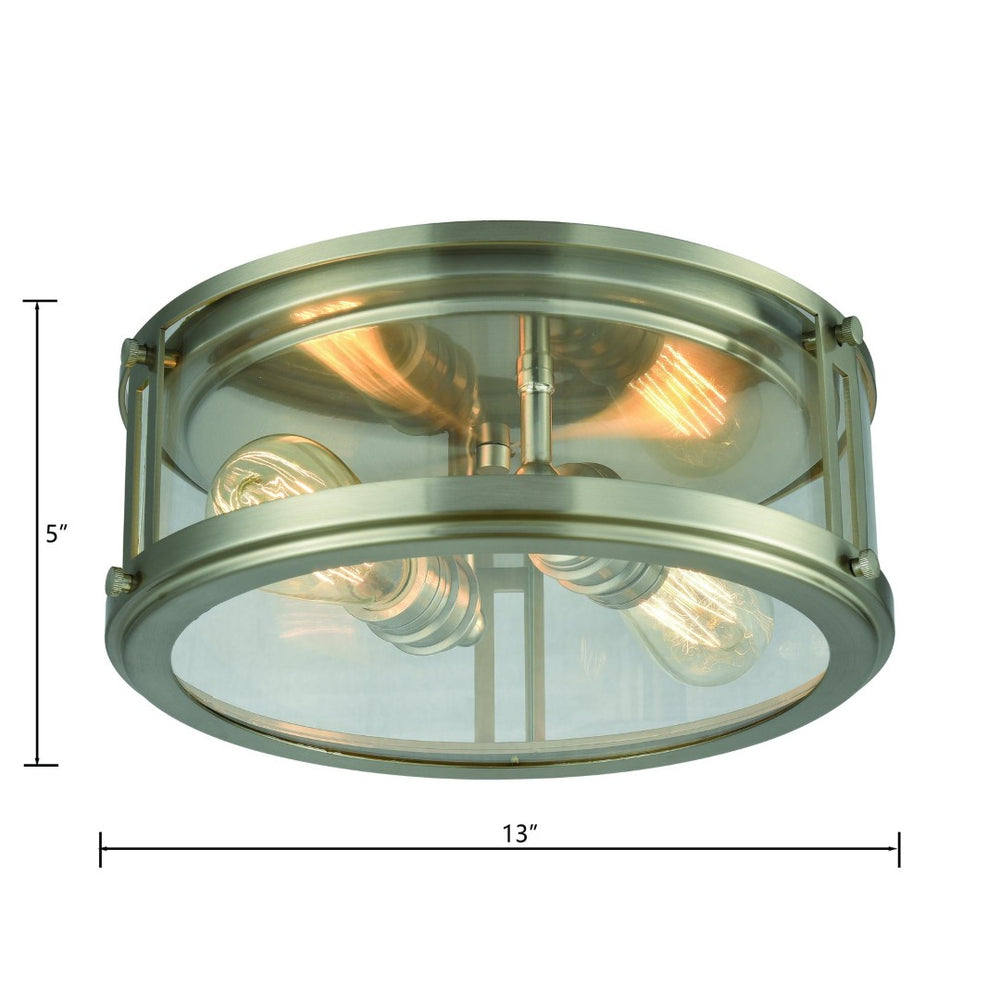 Atlas Coby 13" Wide 2-Light Flush Mount Fixture - Stylish Brushed Nickel with Clear Glass Panels for Any Room CL11438-NK