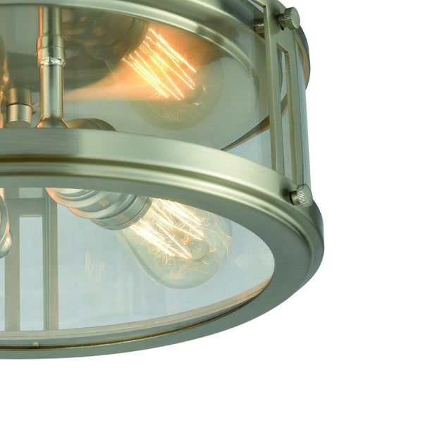 Atlas Coby 13" Wide 2-Light Flush Mount Fixture - Stylish Brushed Nickel with Clear Glass Panels for Any Room CL11438-NK