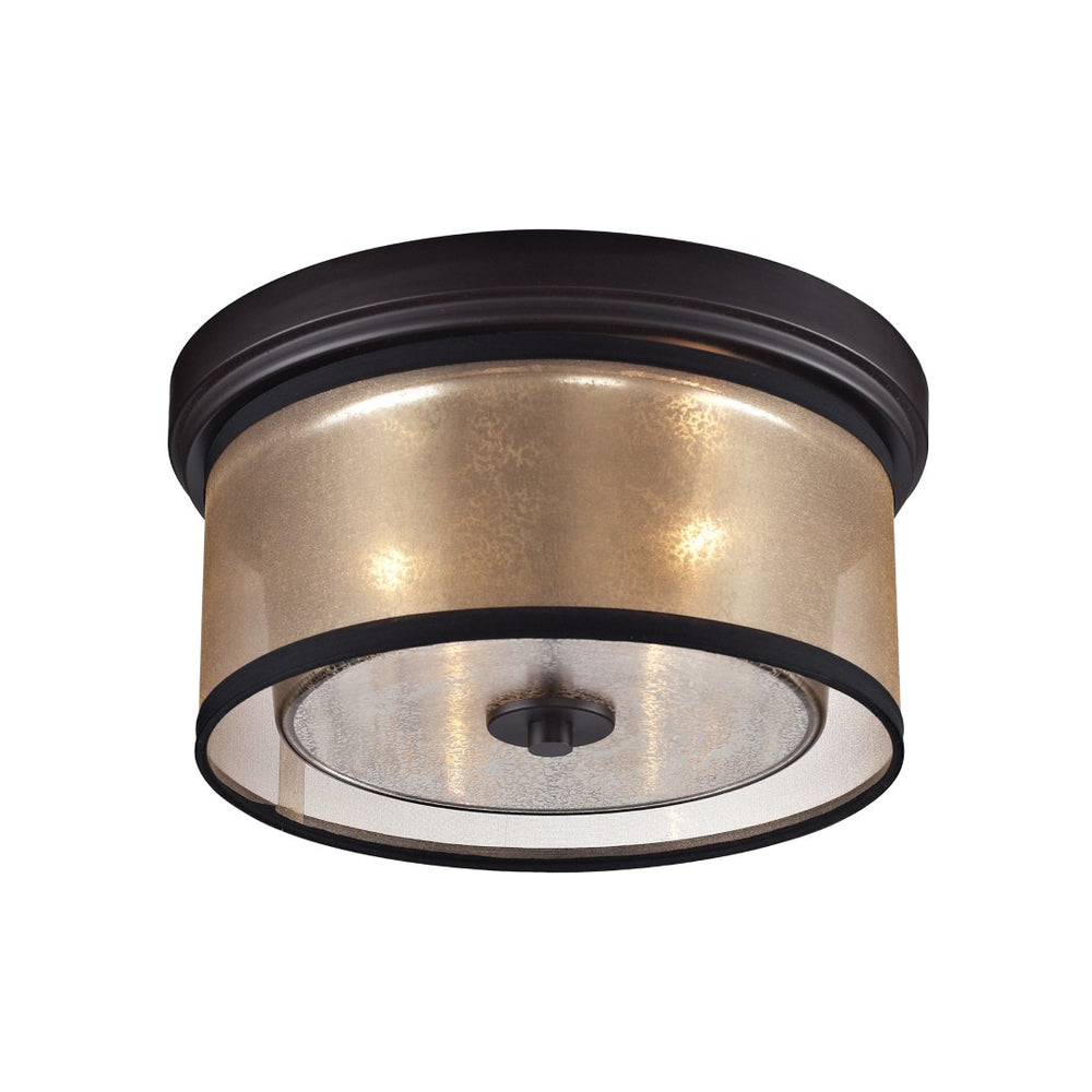 Atlas Diffusion 13” Wide 2-Light Flush Mount - Vintage-Inspired Beige Shade & Oil Rubbed Bronze Elegance CL11440-BZ