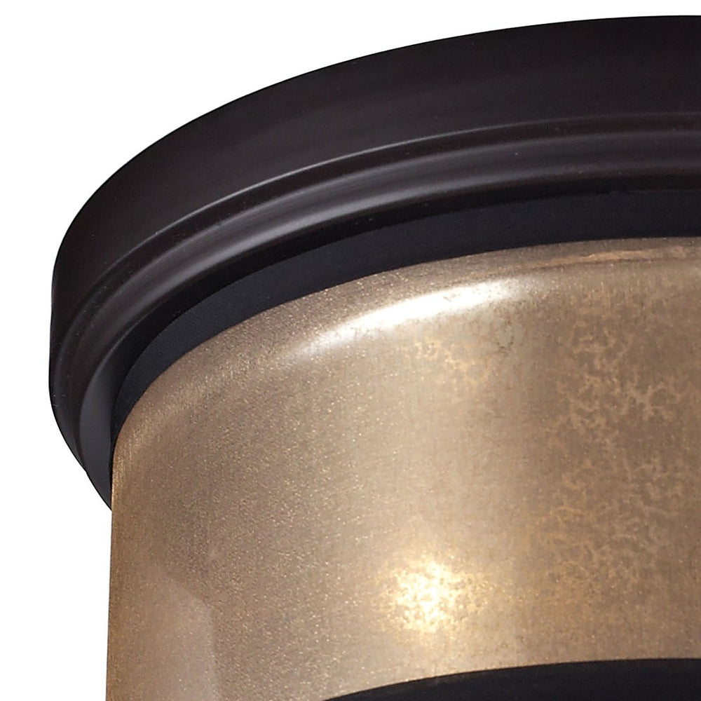 Atlas Diffusion 13” Wide 2-Light Flush Mount - Vintage-Inspired Beige Shade & Oil Rubbed Bronze Elegance CL11440-BZ