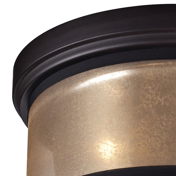 Atlas Diffusion 13” Wide 2-Light Flush Mount - Vintage-Inspired Beige Shade & Oil Rubbed Bronze Elegance CL11440-BZ