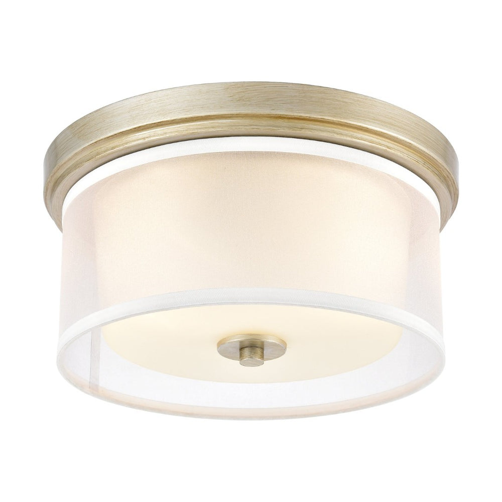 Atlas Diffusion 2-Light Flush Mount - Stylish Aged Silver Fixture with Soft Organza Shade for Any Space CL11440-SV