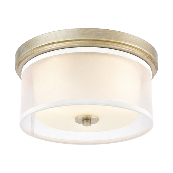 Atlas Diffusion 2-Light Flush Mount - Stylish Aged Silver Fixture with Soft Organza Shade for Any Space CL11440-SV